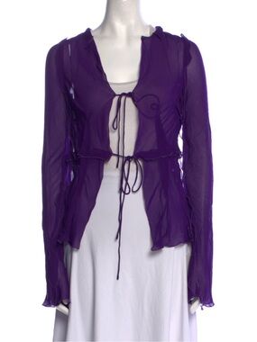 Rat & Boa Sheer Violet Tie-Front Long Sleeve Top